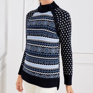 Talbots Thermolite Mock Neck Sweater Women’s Size 2X Fair Isle Wool Blend Nordic